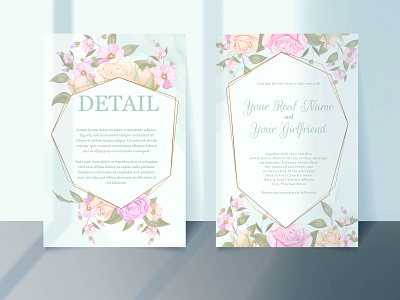 Beautifull Floral Wedding Invitation Template Vector Design