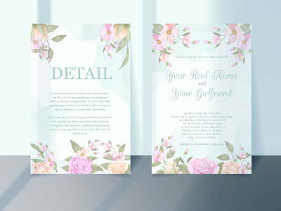 Beautifull Floral Wedding Invitation Template Vector Design beautifull bouquet branding design design engagement floral design graphic design illustration invitation invitation card invitation design invitation set roses template vector wedding wedding card wedding invitation wedding invite