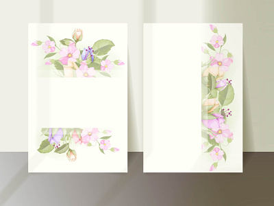 wedding invitation template with flower and leaf