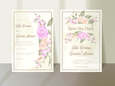 beautifull floral wedding invitation template design branding design design engagement graphic design illustration invitation invitation card template vector wedding wedding card wedding invitation wedding invite