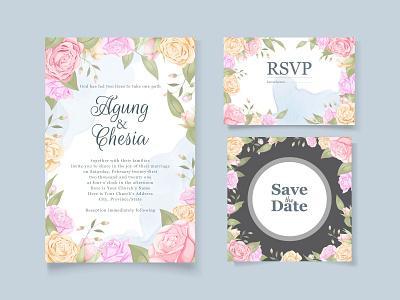 floral wedding invitation vector template branding design design engagement floral design graphic design illustration invitation invitation card template vector wedding wedding card wedding invitation wedding invite