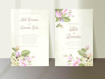 Lily watercolor wedding invitation card template branding design design engagement illustration invitation invitation card invite template vector vector illustration wedding wedding card wedding invitation wedding invite