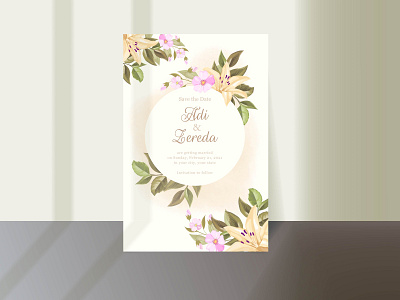 Lily wedding invitation card design engagement graphic design illustration invitation invitation card template vector wedding wedding card wedding invitation wedding invite