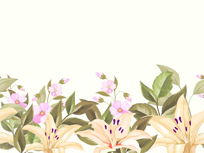 seamless pattern backdrop background. with lily flower and leave background continous design engagement floral design floral pattern graphic design illustration illustrator pattern seamless seamless pattern template vector wallpaper wallpaper design wedding wedding card