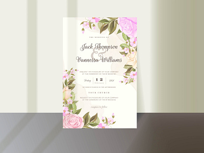 Beautiful floral wedding invitation card template design design engagement graphic design illustration invitation invitation card template vector wedding wedding card wedding invitation wedding invite