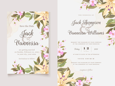 Elegant Floral Wedding Invitation Template brand design cover design design engagement graphic design illustration invitation invitation card love valentine vector wedding wedding card wedding invitation wedding invite