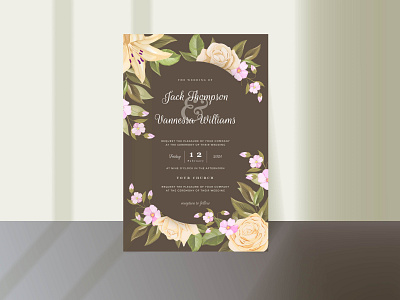 Beautifull Floral Wedding Invitation Template brand design ceremony design engagement graphic design illustration invitation invitation card love marriage valentine vector wedding wedding card wedding invitation wedding invite