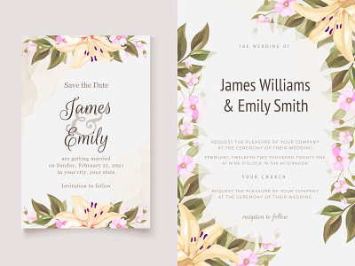 Elegant Floral Wedding Invitation Card Template design engagement graphic design invitation invitation card marriage template template design vector wedding wedding card wedding invitation wedding invite