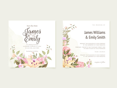 Elegant Wedding Invitation Template design engagement floral floral design graphic design invitation invitation card invite template vector wedding wedding card wedding invitation wedding invite