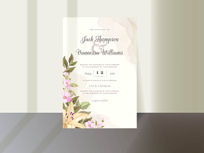 Beautifull floral wedding invitation template