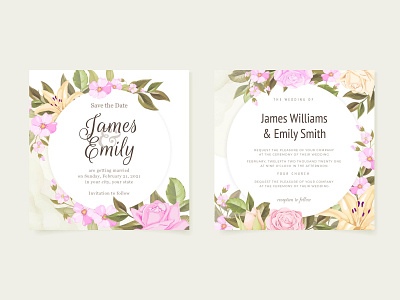 Floral Wedding Invitation Template design engagement floral graphic design illustration invitation invitation card marriage template template design vector wedding wedding card wedding invitation wedding invite