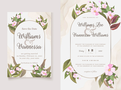 Elegant Wedding Invitation Template Design design engagement floral floral design floral pattern graphic design illustration invitation invitation card template template design textile vector wedding wedding card wedding invitation wedding invite