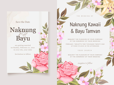 Floral Wedding Invitation Design Template