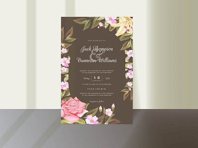 Floral Wedding Invitation Card Template design engagement graphic design invitation invitation card love lovely template valentines wedding wedding card wedding invitation wedding invite