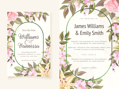 Floral Wedding Invitation Card Design design engagement graphic design illustration invitation invitation card love lovely template valentines vector wedding wedding card wedding invitation wedding invite