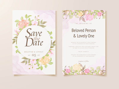 Wedding Invitation Card Floral Concept Template design engagement floral floral design graphic design illustration invitation invitation card template template design vector wedding wedding card wedding invitation wedding invite