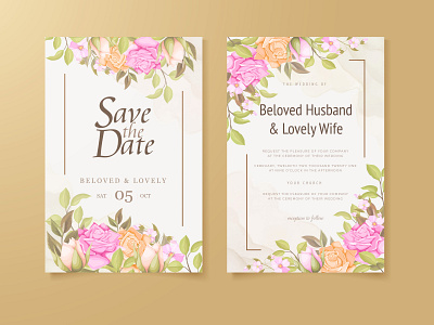 Wedding Invitation Card Flower Concept Graphic