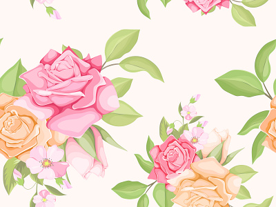 Seamless Pattern Textile Floral Concept Graphic background branding design floral graphic design illustration leaves pattern pink rose seamless seamless loop seamless pattern ui ux vector