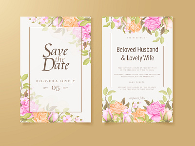 Wedding Invitation Card Floral Concept Template Design