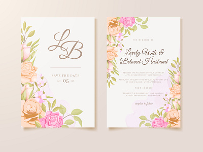 Wedding Invitation Card Floral Concept Template Design