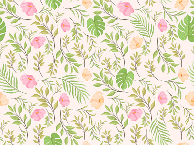 Seamless Pattern Design with Summer Floral Vector