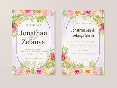 Beautifull Wedding Invitation with Summer Floral Vector