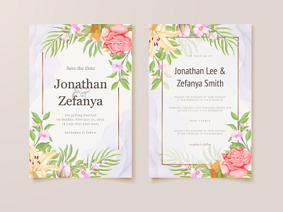 Wedding Invitation Summer Floral Template