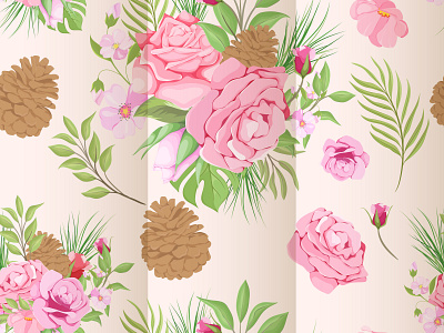 Chirstmas Floral Seamless Pattern Template Design