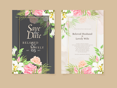 Beautifull Watercolor Wedding Invitation Template Design beautifull booklet cover design elegant engagement event organizer floral graphic design illustration invitation luxury print template printable template watercolor wedding wedding book wedding card wedding invitation