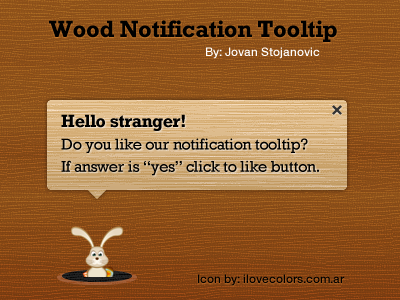 Funny Wood Notification Tooltip funny popup tooltip ui