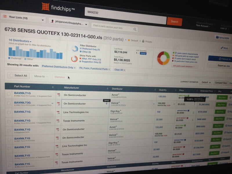 FindChips Pro Lists by Jovan Stojanovic for Supplyframe on Dribbble