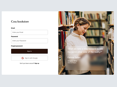 Sign up for bookstore design ui ux web