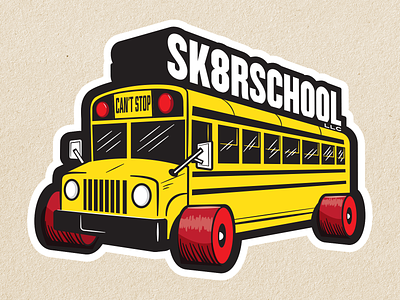 Skateboarding School Logo Concept branding graphic design illustration logo logo design logos school bus skateboard skateboard graphics vector