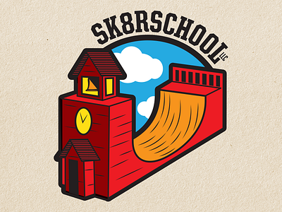 Skateboarding School Logo Concept branding graphic design illustration logo logo design logos schoolhouse skateboard graphics vector