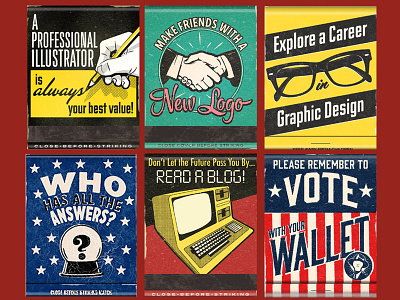 Self-Promotional Matchbook Illustrations illustration self promotional design