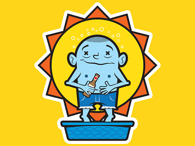 Jorts and Kiddie Pools bro illustration kiddie pool sticker sticker mule sun