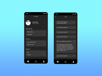 Daily UI 007 // Settings app daily ui 007 dailyui dailyuichallenge darkmode ios settings settings ui