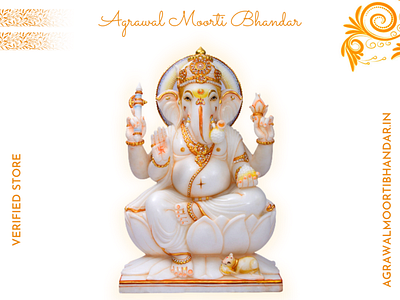 White Ganesh Marble Statue | Marble Moorti in Cheap Rates