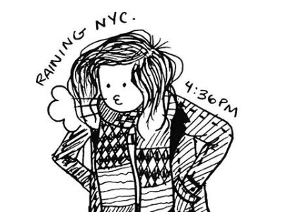 Doodle 01 // Black Denim denim denim jacket doodle drawing hand drawn illustration ink new york new york city nyc rain walking