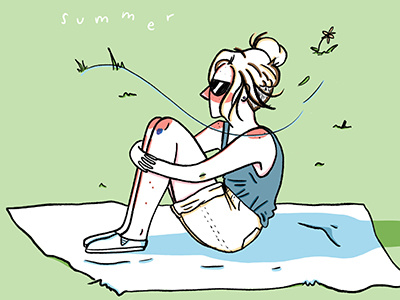 Sunburn Summer chill summer outside prospectpark nyc sketch paint-pen hand-drawn drawing doodles illustration