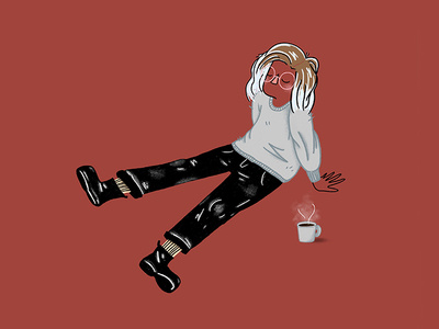 Relax~ nyc personal illustration art self portrait relax coffee cozy procreate ipad pro ipad drawing simple illustrator illustration