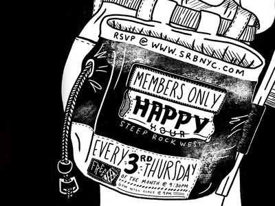 Steep Rock Bouldering Happy Hour drawing nyc ad chalk bag sketch instagram design climbing bouldering rock climbing procreate ipadpro ipad illustration instagram members only happy hour