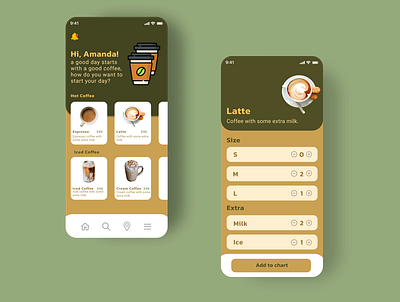 Coffee Order App Design app coffeeapp coffeeshop design illustration ui