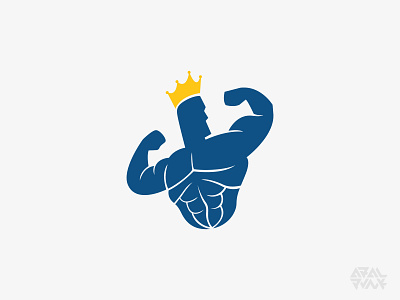 King Gym Logo athletic bodybuilder bodybuilding bold brave classy crown fitness gym gymnastics king luxury muscle power royal silhouette sport strength strong workout
