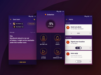 Emberlow App Concept android battery dark mobile ui ux