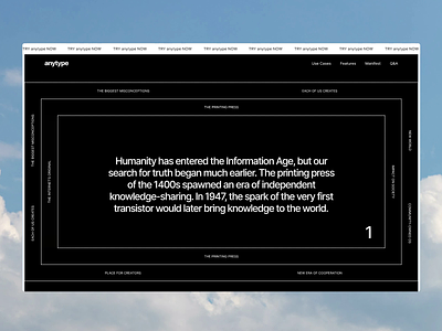 One of the site screens animation black blue brutalism colorful desktop future gradient hover manifesto principle sky ui web web design website
