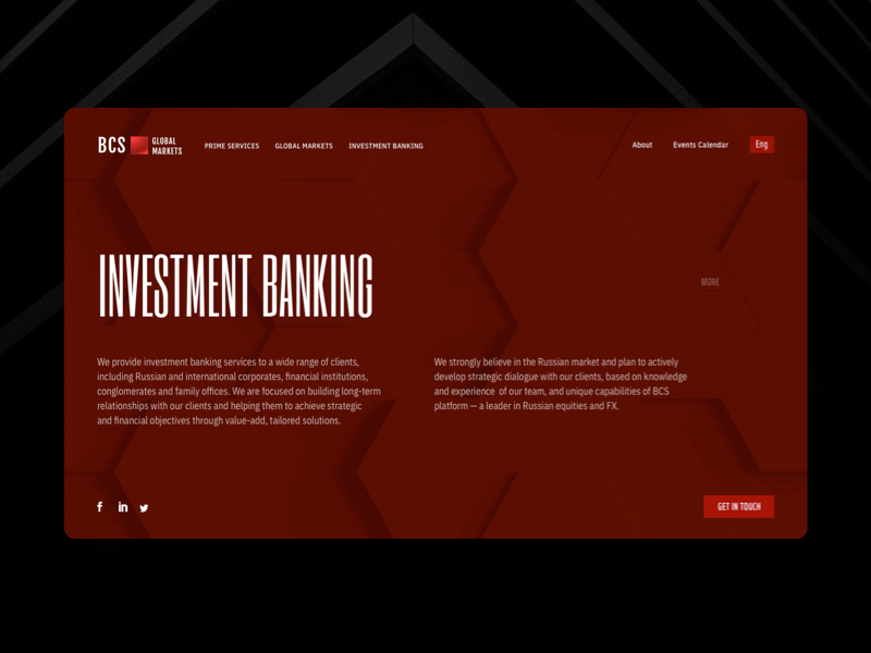 BCS Global Markets corporate desktop finance typogaphy website