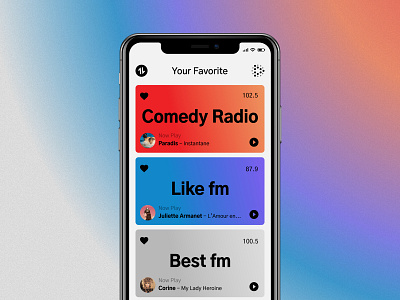 FMPlay App app cards minimal mobile music player radio