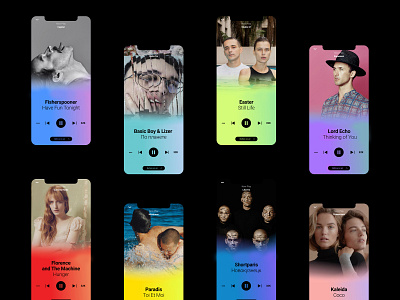 FMPlay App app cards colors mobile music player player