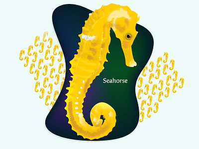 Seahorse art blue illustration ocean sea